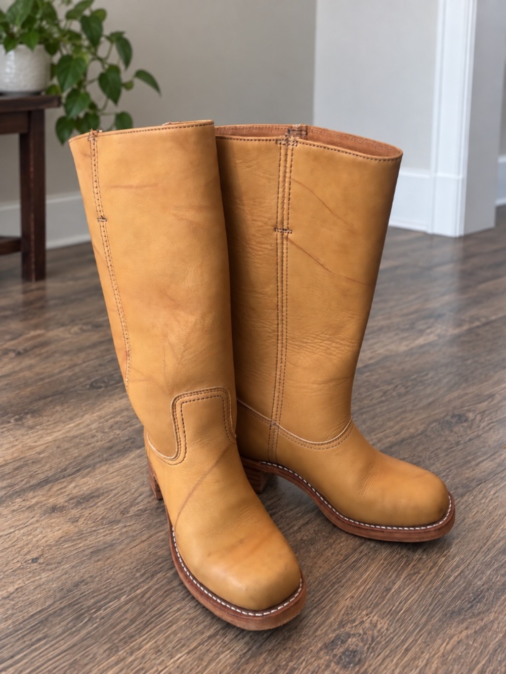 Frye Campus 14L Tall Leather Boots — Banana